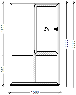 Alt C48:Окно распашное, Alt C48, Stublina, 2550х1535, Белый 9016, Белый 9016