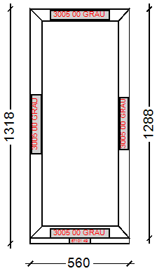 IVAPER GRAU 62: Окно, Ivaper 62 мм (В), Без фурнитуры, 1288х560, Белый, Белый